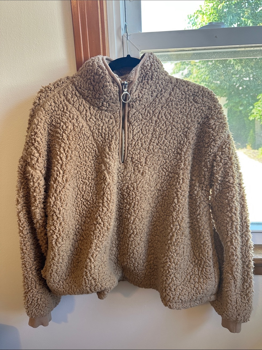 Thread & Supply Camel Sherpa Half-Zip in Beige w Pockets